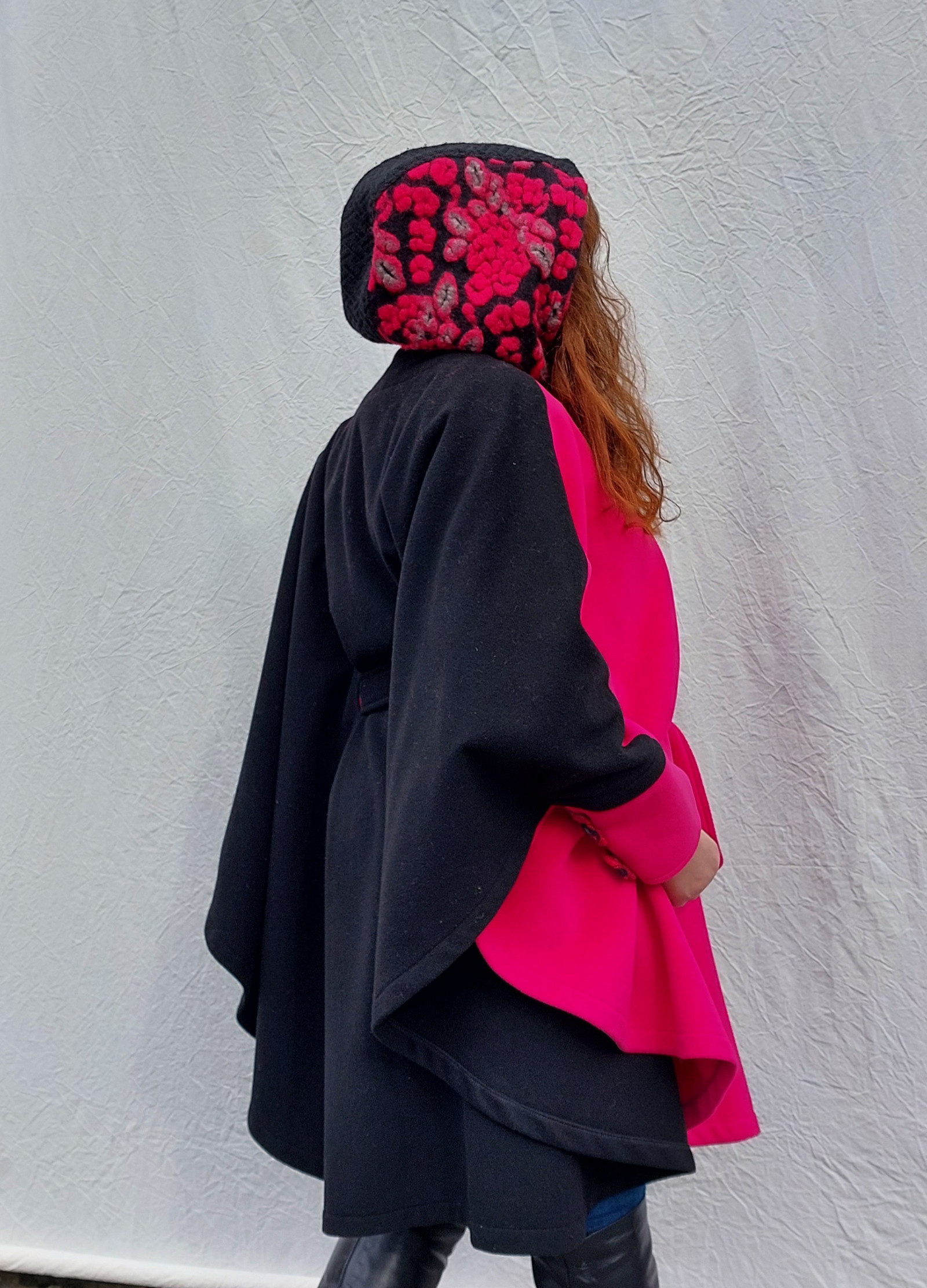 Vlněná pelerína - růžová